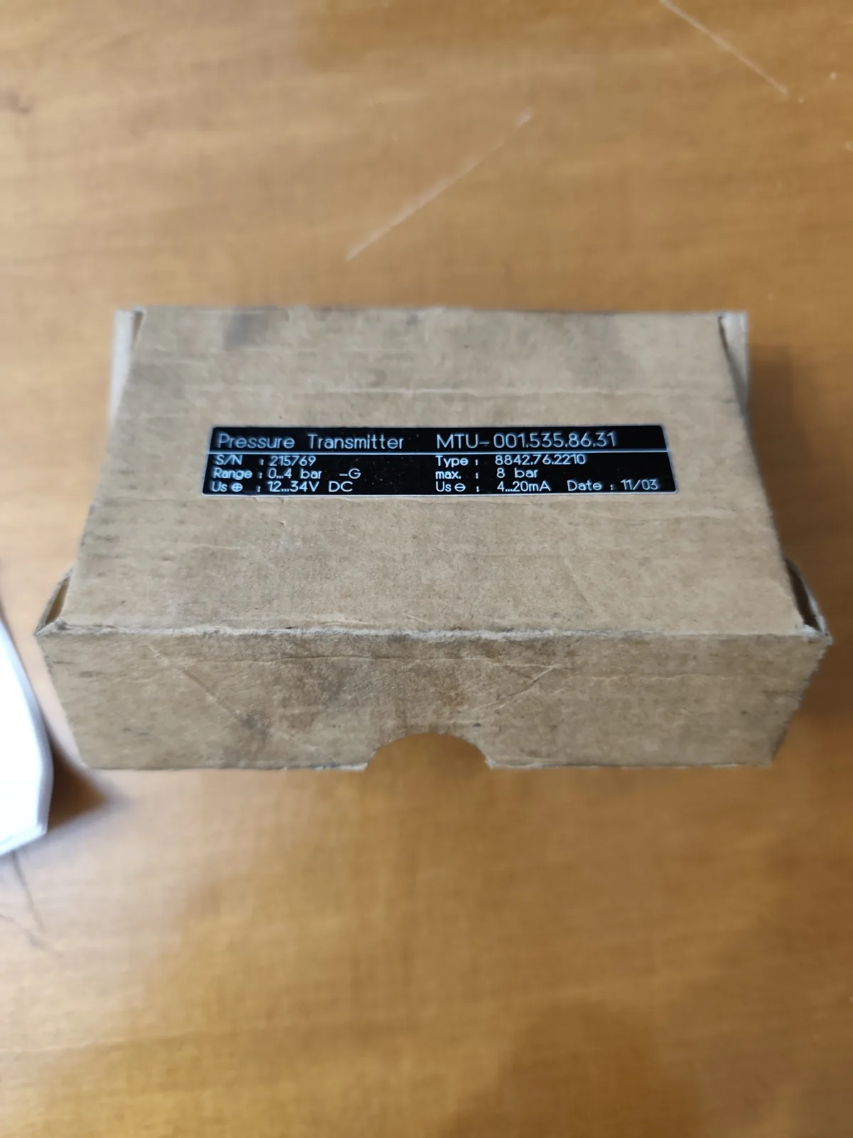 MTU 001 535 86 31 Pressure Transmitter (Trafag 8842.76.2210, 0–4 bar, 4–20 mA)