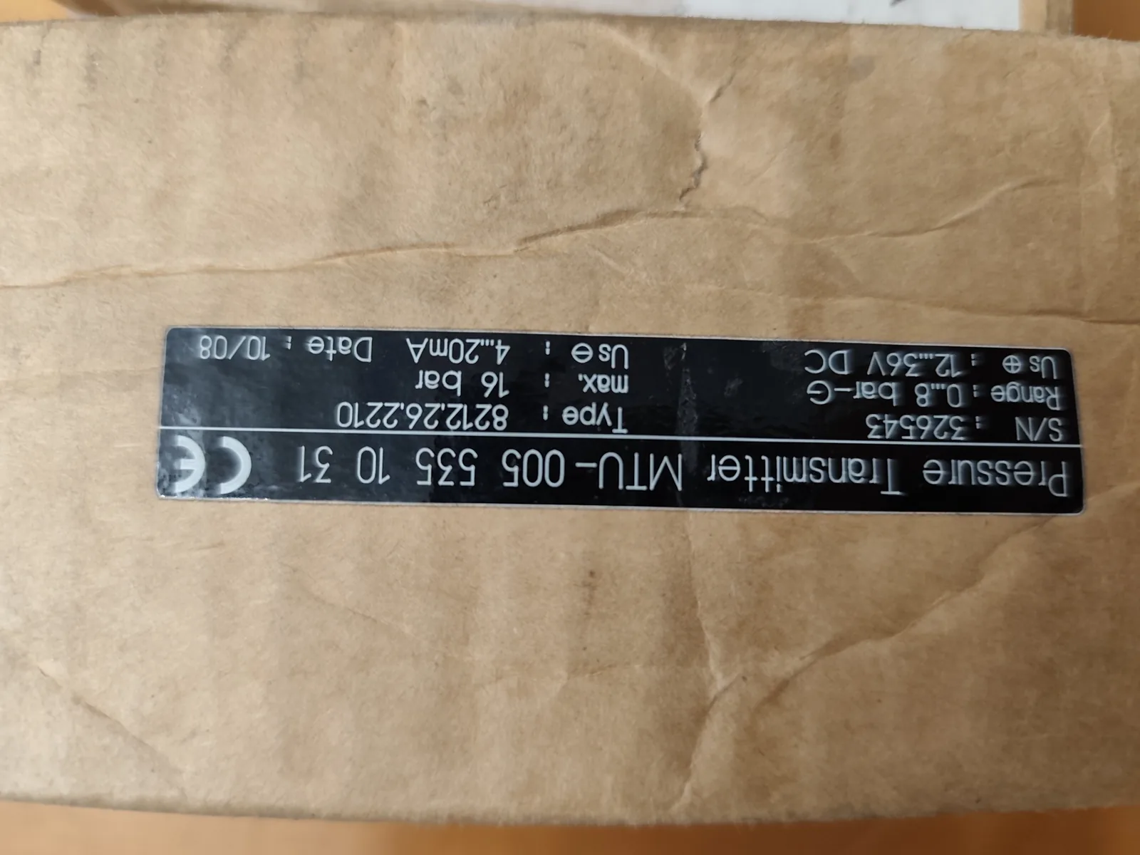 MTU 005 535 10 31 Pressure Transmitter (Type 8212.26.2210, 0–8 bar, 4–20 mA)